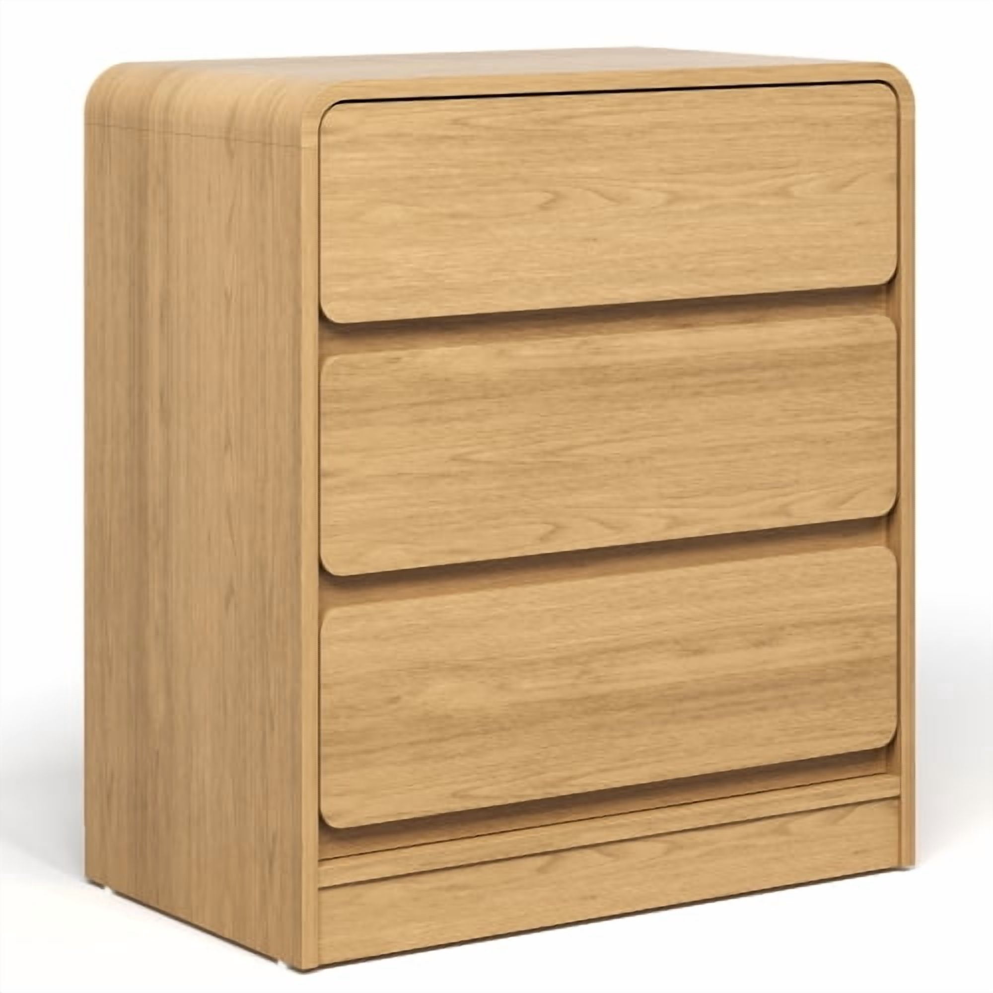 Wood 3-Drawer Nightstand Set of 2, Modern Multi-Purpose Side Table with Anti-Tip Kit, Natural
