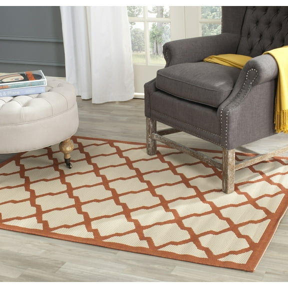 Safavieh Courtyard Amber Geometric Indoor/Outdoor Area Rug, Beige/Terracotta, 4' x 5'7"