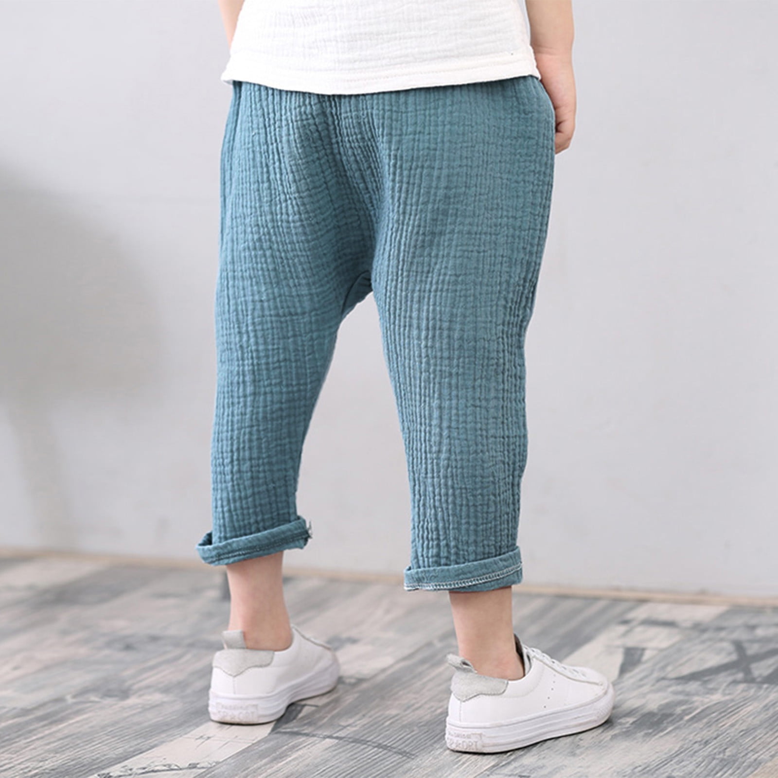 Dyfzdhu Girl Solid Harem Child Pant Linen Boy Toddler Pyjamas Baby