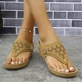 thumbnail image 3 of CHGBMOK Womens Slippers Casual Spring and Summer New Solid Color Thong Wedge Heel Flip Flops Sizes 42, 3 of 4