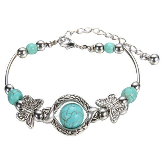 Creative Ethnic Turquoise Butterfly Bracelet,Western Boho Bracelets for Women Gift Bracelet Anniversary Christmas Valentine'S Day Gifts