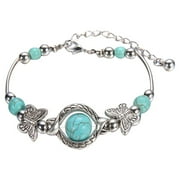 YAWOTS Spring Deals! Natural Turquoise Carved Butterfly Pendant Bohemian Womens Bracelet Jewelry
