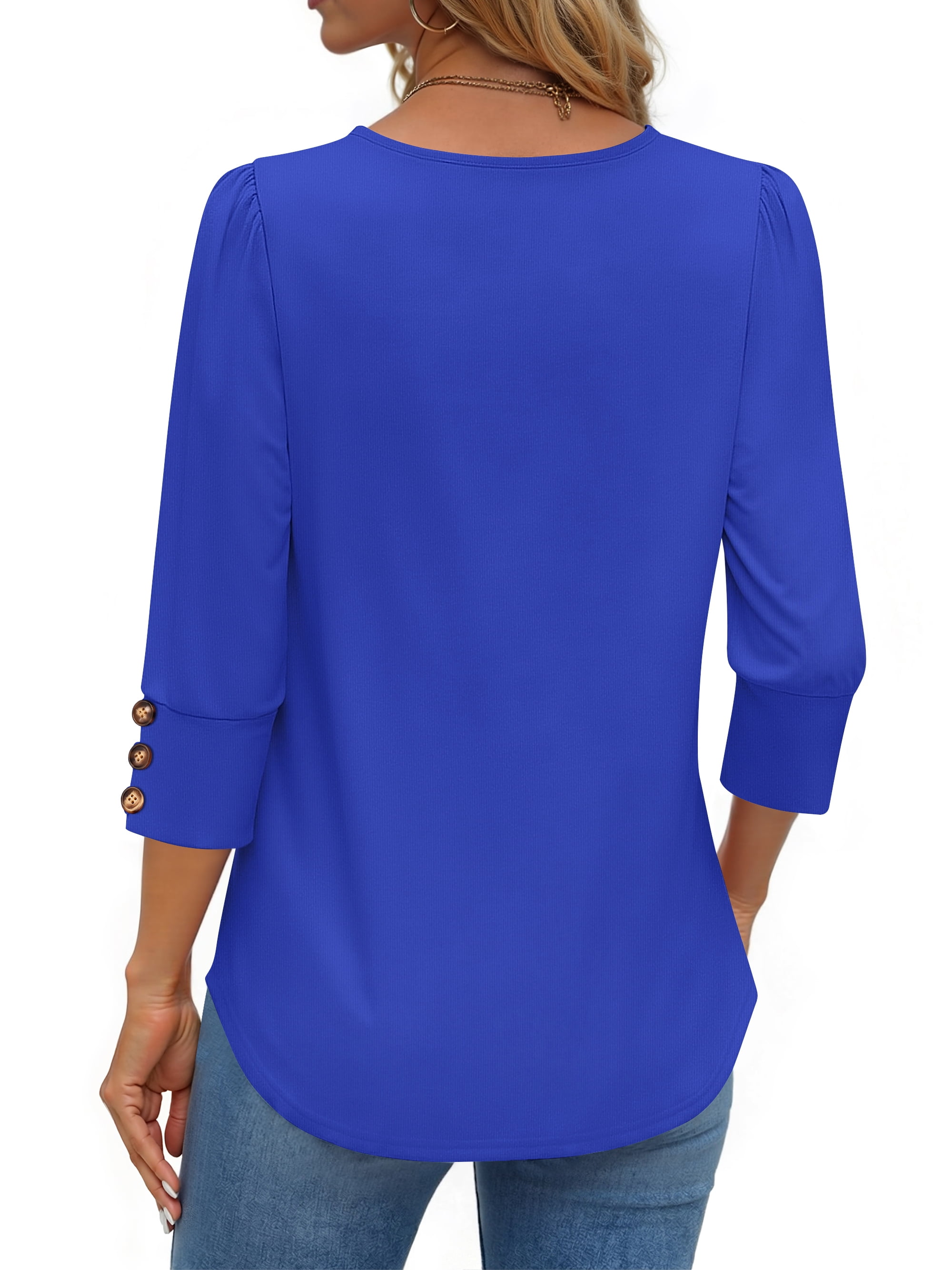 Fantaslook Womens Tops 3/4 Sleeve with Buttons Dressy Casual Blouses Summer Shirts Beach Vacation Trendy Clothes