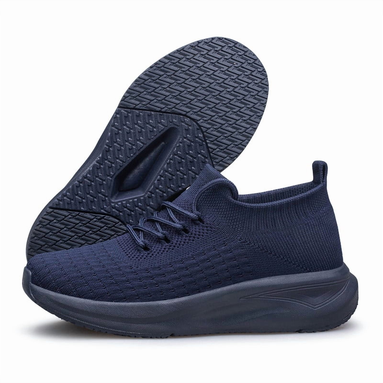 vibdiv Walking Shoes for Men Non Slip Running Shoes Lightweight Breathable Slip on Sock Shoes Workout Gym Fashion Sneakers Navy Blue Size 13