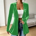 thumbnail image 2 of Yyeselk Women Open Front Velour Cardigan Coat Long Sleeve Button Down Tunic Blazer Cardigans Slim Fit Trendy Elegant Outerwear Green L, 2 of 6