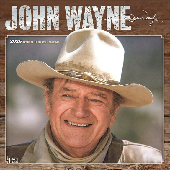 John Wayne OFFICIAL | 2026 12x24" (Hanging) Square Wall Calendar | Plastic-Free