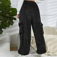 thumbnail image 4 of VSSSJ Womens Fuzzy Fleece Pants Regular Fit Winter Warm Thicken Elastic Waist Leggings Pants with Pockets Comfy Soft Plush Pajama Pants Black S, 4 of 7