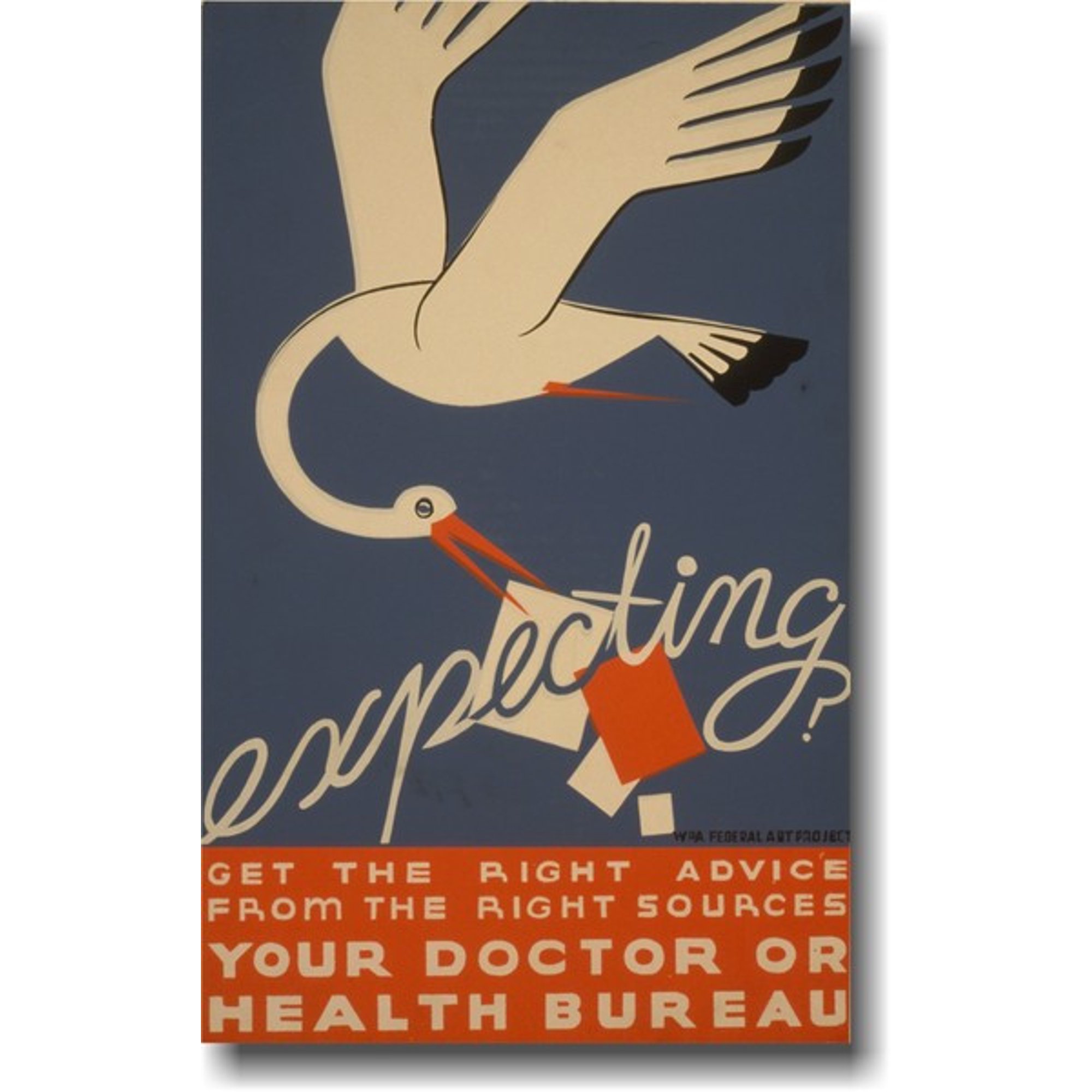 Expecting? Stork Baby Mom - Vintage Reprint Poster