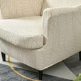 thumbnail image 3 of TOPCHANCES Jacquard Wingback Chair Slipcovers, 2-Piece Stretch Spandex Wing Chair Covers, Waterproof Wingback Armchair Sofa Slipcover for Living Room Bedroom ( Beige ), 3 of 8
