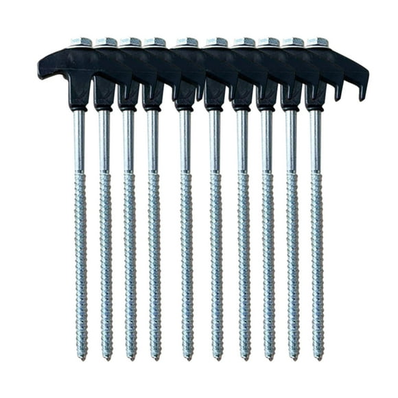 PUREKKI Piquets de Tente 10 Pcs Piquets de Tente Robustes en Acier au Carbone Ancrages de Cabane à Glace avec Sac en Tissu pour Camping Extérieur Patio Jardin Canopées