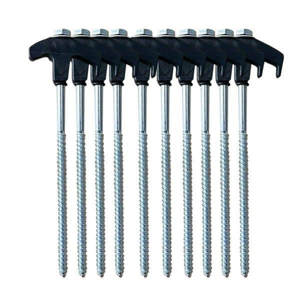 Tent Stakes 10Pcs Heavy Duty Screw In Anchors, Carbon Steel Ice Shanty Outdoor Camping Patio Garden Canopies, Sturdy, Durable, Easy to Use, Heavy Duty, Weather Resistant, Foldable, Portable,