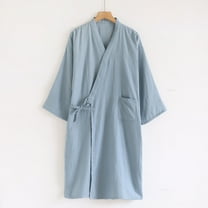uublik Robes for Men Lightweight Bathrobe Long Robe Soft Spa Bath Robe Sleepwear for Male Blue