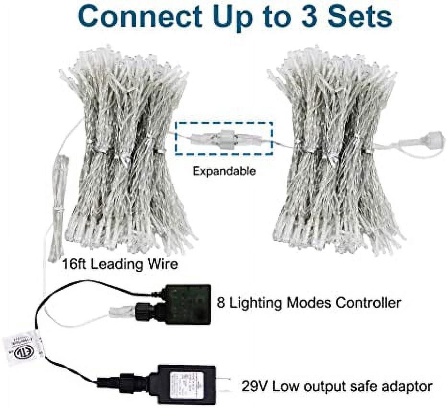 MAGGIFT LED Curtain String Lights, Halloween Descoration, 8 Modes with Remote, Plug-in Fairy Lights for Easter Decor, Bedroom, Window, Wedding, Cool White, 304 LEDs, 9.8 x 9.8 FT
