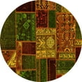 thumbnail image 1 of Ahgly Company Indoor Round Patchwork Yellow Transitional Area Rugs, 6' Round, 1 of 4