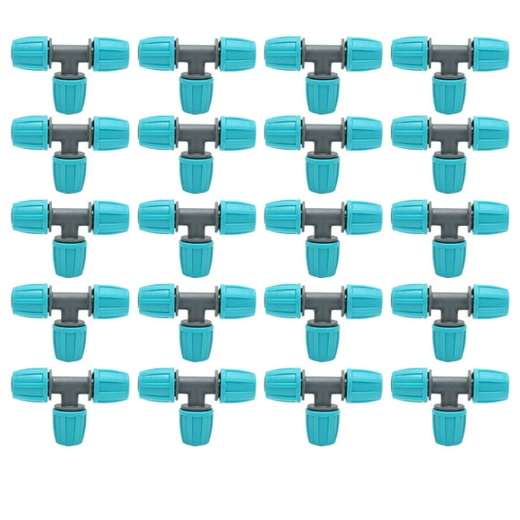 DEWIN Té de Verrouillage, 20PCS 16mm Connecteur de Tuyau en T PE Tube d'Irrigation Té pour Serres Jardins Agriculture 9.3x6CM