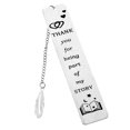 thumbnail image 1 of Stainless Steel Bookmark Inscribed Smooth Polished Feather Shape Chain Tassel Pendant Exquisite Graduation Teachers Day Gift, 1 of 8
