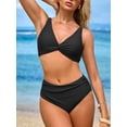 thumbnail image 5 of Sociala Women Ruched Two Piece Swimsuit Knot Twist Bikini Set V Cut Bathing Suits 2026 Swimwear, 5 of 7