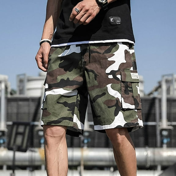 Men's Camo Shorts Summer Outdoors Casual Camouflage Overalls Plus Size Big and Tall Sport Shorts Pants