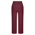 thumbnail image 4 of hotojiny Womens Plus Size Cotton Linen Pants with Pockets Loose Fit Casual Trousers Lightweight Straight Leg Baggy Pants for Hiking, 4 of 5