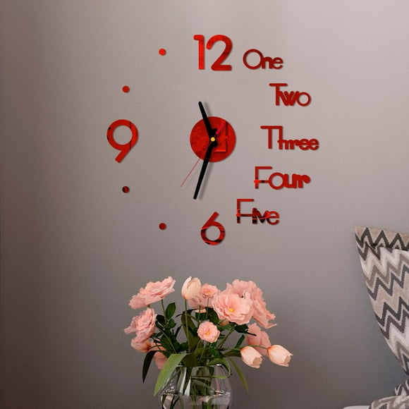 Fridja DIY Wall Clock 3D Mirror Surface Sticker Home Office Decor Clock
