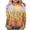 Yellow, variant on WREESH Womens Tie Dye T-shirts Three Quarters Sleeve Blouses Colorful Print Crew Neck Pullover Casual Loose Lightweight Tunic Tops Green