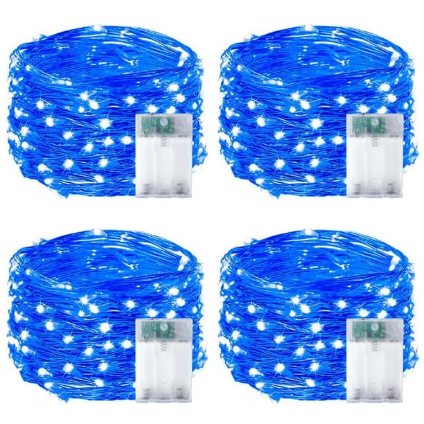 Luces de hadas EXF 50 LED a pilas, 16m, impermeables, color azul