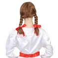 thumbnail image 6 of HPO Adult Women's Brown Pigtail Wig, Evil Doll Wig with Red Ribbons Movie Icon Halloween Cosplay Wig, 6 of 13
