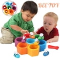 thumbnail image 1 of Multicolor Wooden Beehive Board Game - Clipping Bee Color Matching Toy, Fine Motor Skills, Educational Gift For Toddlers, 1 of 9