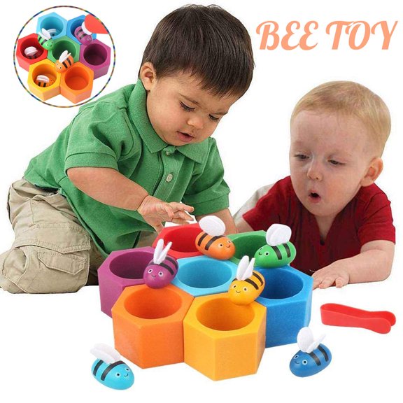 Wooden Beehive Board Clipping Bee Game, Color Cognition Interactive Toy for Kids Develops Fine Motor Skills Hand Eye Coordination Matching Activity Preschool