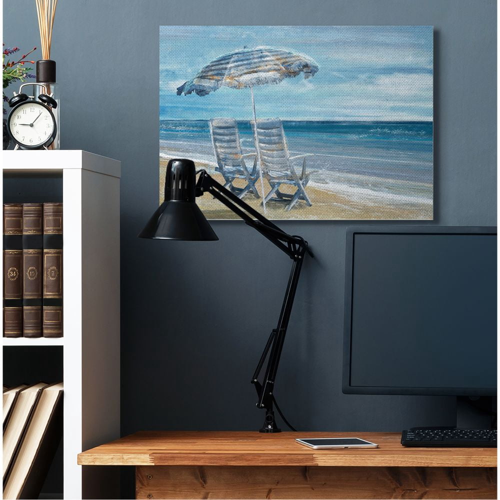 Stupell Industries Beach Lounge Sea Landscape Painting Canvas Wall Art by Main Line Studio, 30" x 40", Canvas