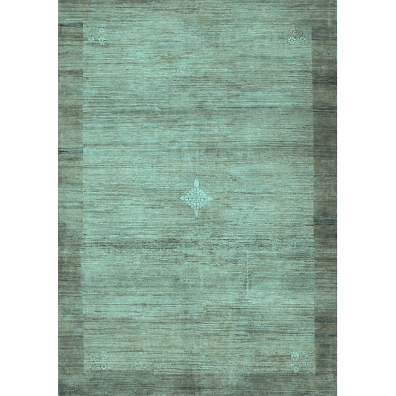 Ahgly Company Indoor Rectangle Abstract Light Blue Contemporary Area Rugs, 6' x 9'