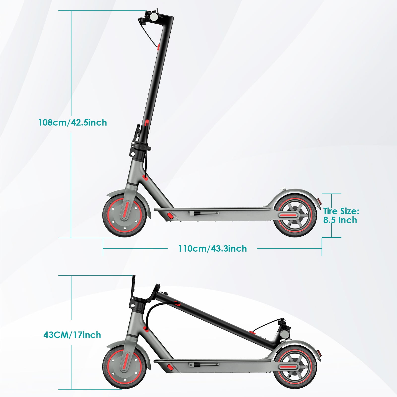 HiQiS 350W Electric Scooter, 19 MPH & 15Mile Range, Foldable Commuting E-Scooter with Dual Braking and APP Control for Adults and Teens Red