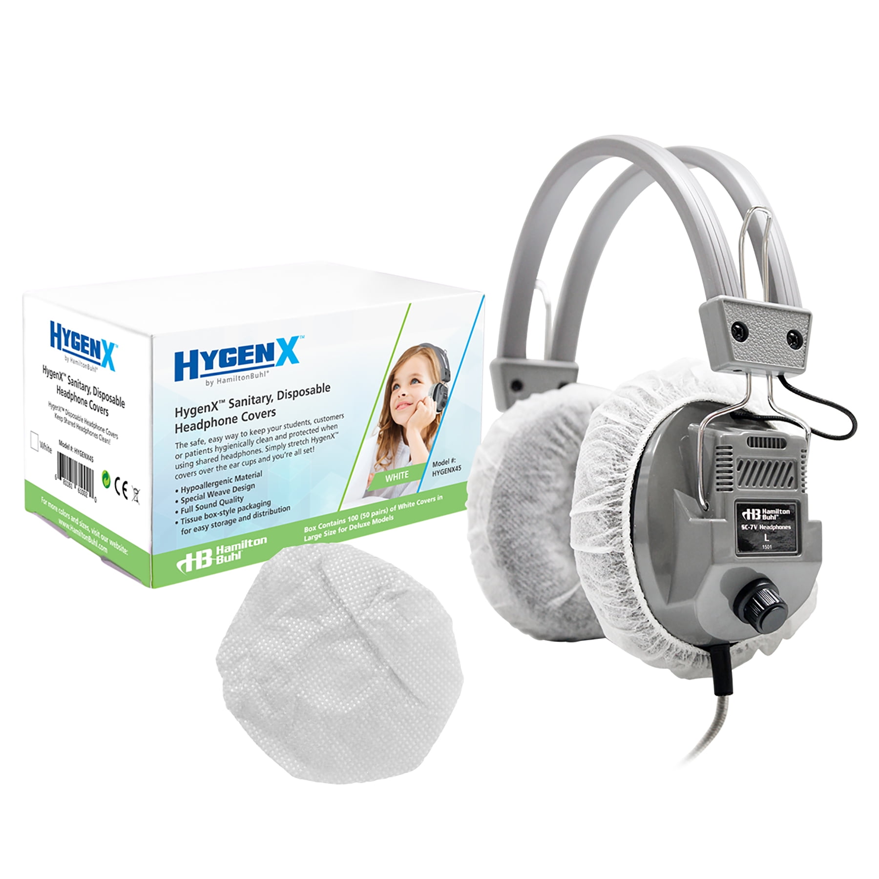 Vcom HYGENX45 HygenX Sanitary Headphone Covers for Over-Ear Headsets (50 Pairs)