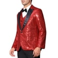 thumbnail image 4 of INSPIRE CHIC Sequin Blazers for Men's Peak Lapel Glitter Sport Coat Wedding Sparkly Suit Jacket, 4 of 5