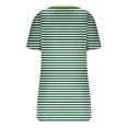 thumbnail image 3 of Lovskoo 2024 Striped Shirt Women Summer Tops Casual Scoop Neck Short Sleeve Color Block Trendy Pullover Button Up T Shirts Blouse Green M, 3 of 5
