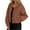 Ginger, variant on Women's Loose Fit Baseball Jacket, Turtleneck Collar with Drawstring Hood, Front Pockets, Casual Street Style Outerwear, Comfortable and Trendy,Ginger L