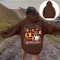thumbnail image 2 of Sweatshirts for Women Trendy Halloween Hoodie with Pumpkin Ghost Funny Print Oversized Long Sleeve Top Fall Tops,Coffee,4XL, 2 of 7