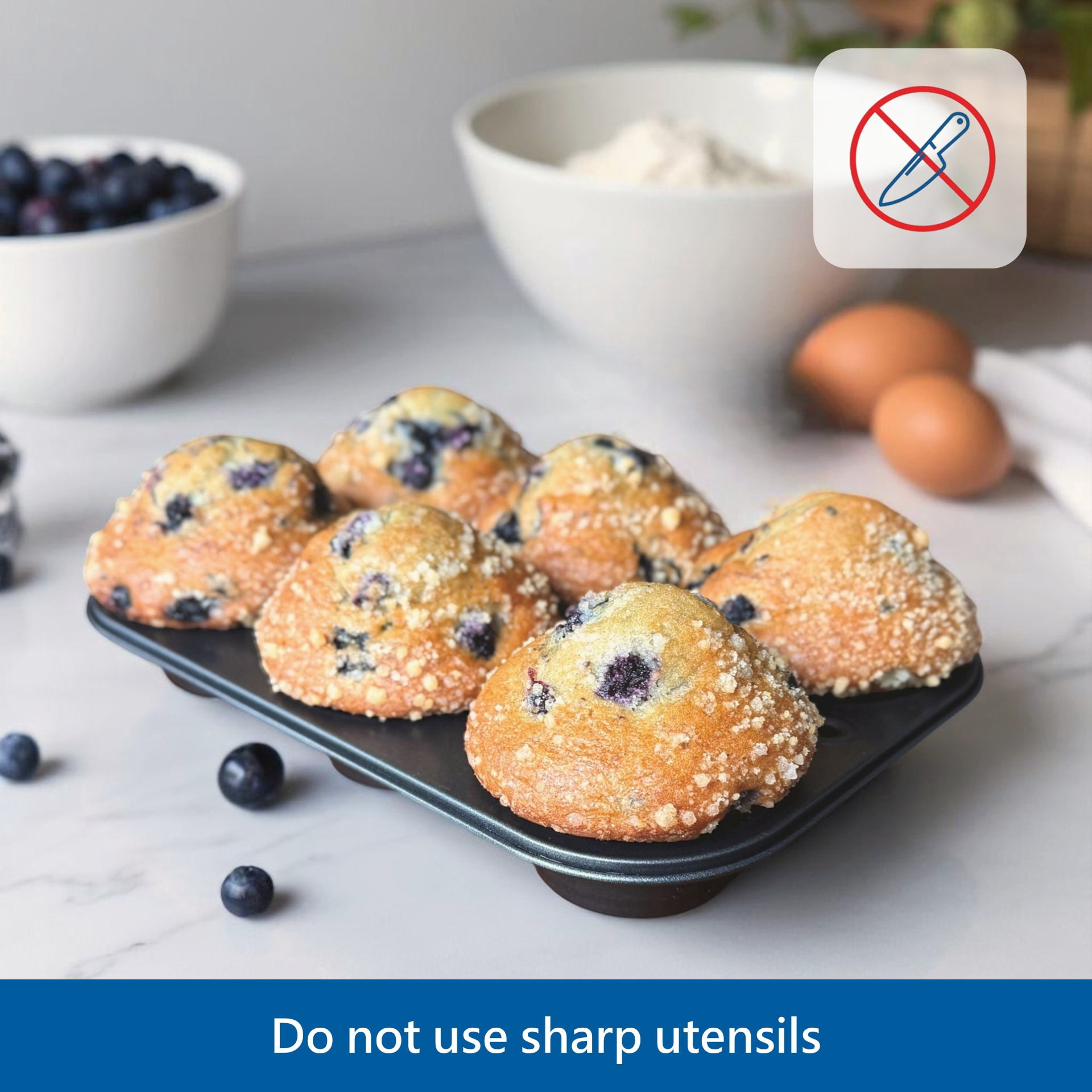 Mainstays 6-Cup Nonstick Steel Muffin Pan, 2.9" Cup, Gray, 1 Count