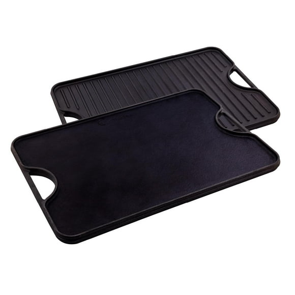 Plancha Rectangular de Hierro Fundido Victoria Negro Sazonada con Aceite de Linaza Kosher 51 x 35 cm