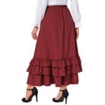 thumbnail image 3 of INSPIRE CHIC Women's Skirt Vintag Ruffle Layered Ruched Drawstring Cupcake Skirts XS Wine Red, 3 of 6