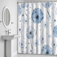 thumbnail image 5 of Blue Dandelion Shower Curtain for Bathroom Decor, Pastoral Flowers Farmhouse Plant Spring Waterproof Fabric Shower Curtain, 36"x72" Set with 12 Hooks, 5 of 9