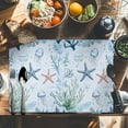 thumbnail image 6 of Summer Ocean Placemats Set of 2, Coastal Starfish Coral Jellyfish Table Mats Washable Heat-Resistant Non-Slip Place Mats for Kitchen Dinner Table Indoor Outdoor Decor,13x19 Inch Aqua Blue, 6 of 9