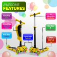 thumbnail image 3 of Hurtle ScootKid Trottinette Jouet Enfant à 3 Roues avec Roues LED, Jaune (2 Pack), 3 of 6