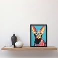 thumbnail image 2 of Stunning Sphynx Cat Portrait Teal And Yellow On Blue Screen Print Risograph Artwork Spot Block Colour Duotone Retro Riso Interior Design Artwork Framed Wall Art Print A4, 2 of 5