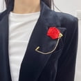 thumbnail image 2 of Fashion Men Rose Flower Lapel Stick Brooch Pin Satin Tassel Chain Dangling Handmade Boutonniere Pins for Suit Collar Men’s Wedding Groom Groomsman Floral Tuxedo Corsage Accessory Husband Father, 2 of 12