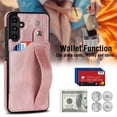 thumbnail image 3 of Dteck for Samsung Galaxy A13 5G Slim Case, Shockproof Premium PU Leather Soft TPU Business Cover with Wrist Strap Kickstand Flip Stand Protection Case, rosegold, 3 of 7