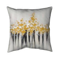 Begin Home Decor 5543-2020-AB33 20 x 20 in. Abstract Gold Flowers-Double Sided Print Indoor Pillow Cover