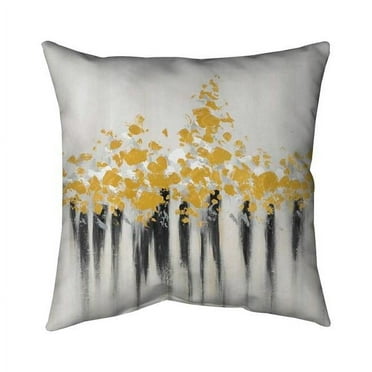 Begin Home Decor 5543-2020-AB33 20 x 20 in. Abstract Gold Flowers-Double Sided Print Indoor Pillow Cover