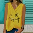 thumbnail image 2 of WEAIXIMIUNG Custom T Shirts Front and Back Womens Summer Loose Sleeveless V Neck Linen Solid Color Shirt Tank Top, 2 of 4
