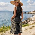 thumbnail image 2 of Garronmavis Matching Vacation Outfits for Couples Mens Button Down Shirt Short Sleeve Shirt and Women Beach Vacation Casual Sundress Black Polynesian Sleeveless Dress Size M, 2 of 7
